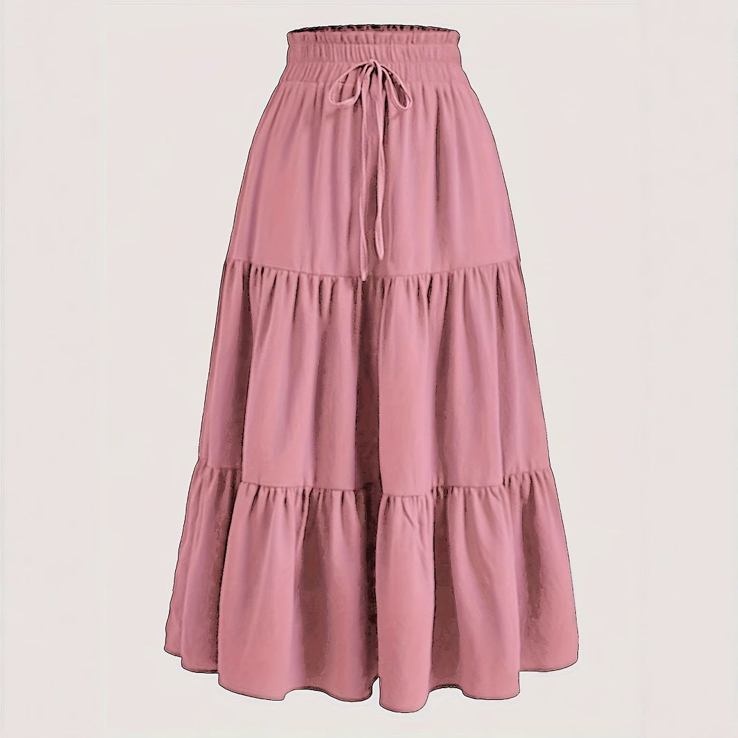 Maxi skirt for women with elastic waist and ruffled design Lune London