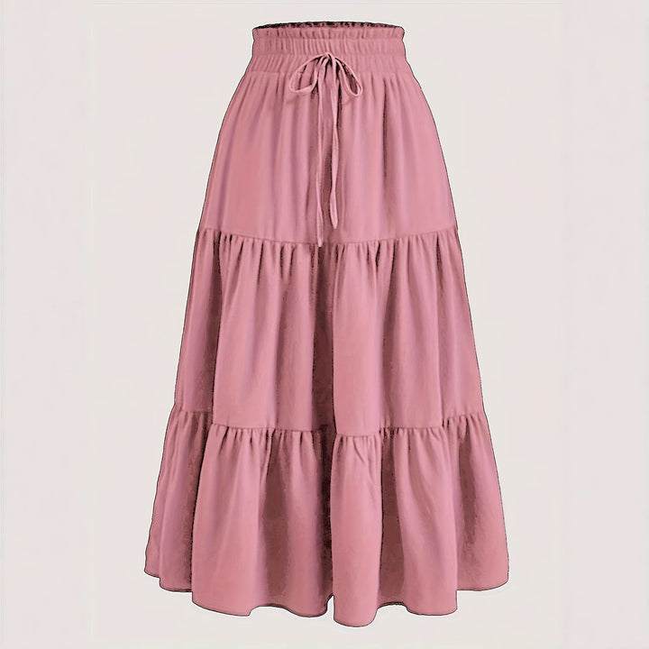 Maxi skirt for women with elastic waist and ruffled design Lune London
