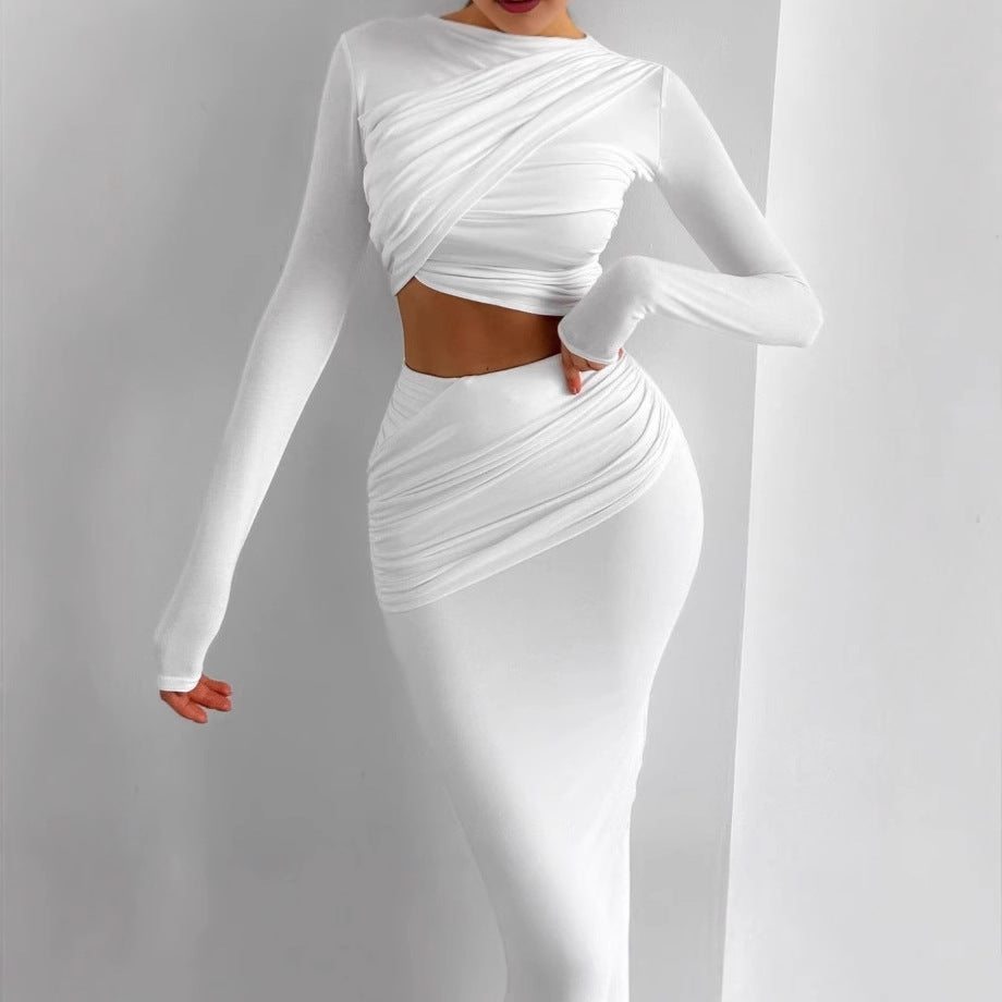 Ladies Elegant Wrap Dress with Long Sleeves and Fitted Cut Lune London