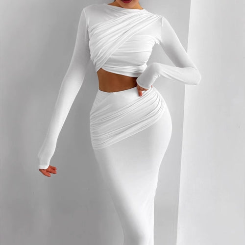 Ladies Elegant Wrap Dress with Long Sleeves and Fitted Cut Lune London
