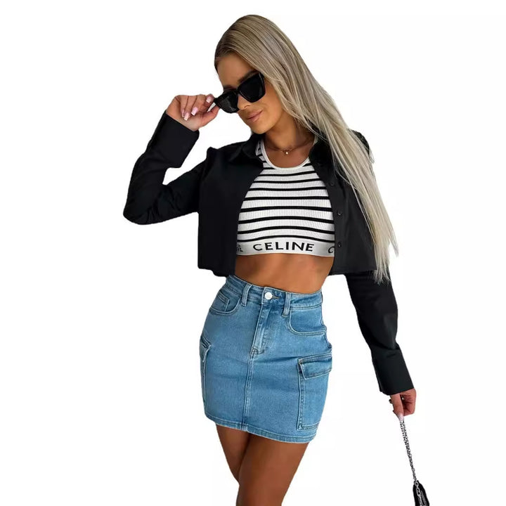 Jupe en denim pour femmes avec poches pratiques et design moderne Chic & Stil