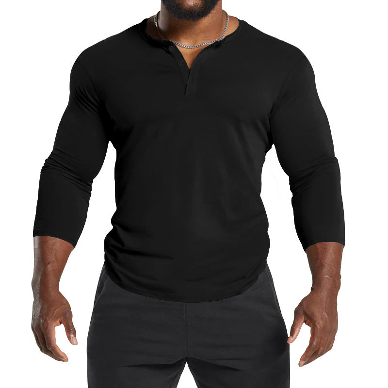 Men's Long Sleeve Henley Shirt in Breathable Cotton Blend with Button Details Lune London