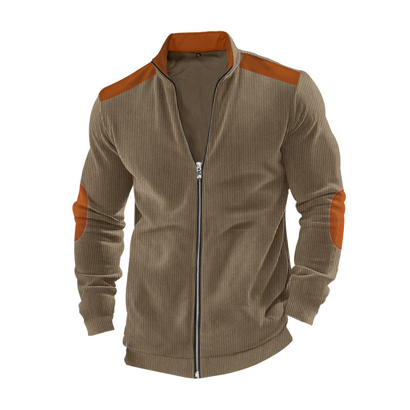Men's sports jacket with zipper and faux leather details Lune London