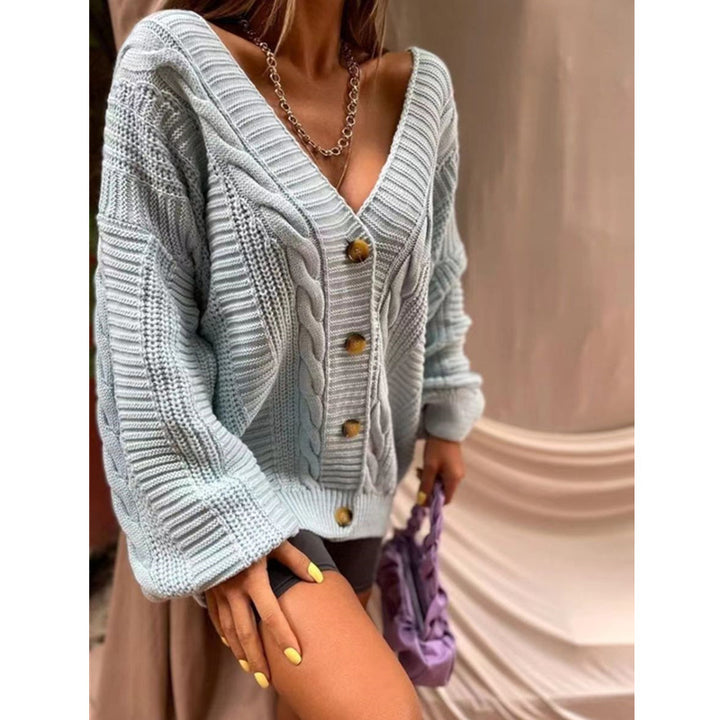 Knit jacket for women with voluminous sleeves and button details Lune London