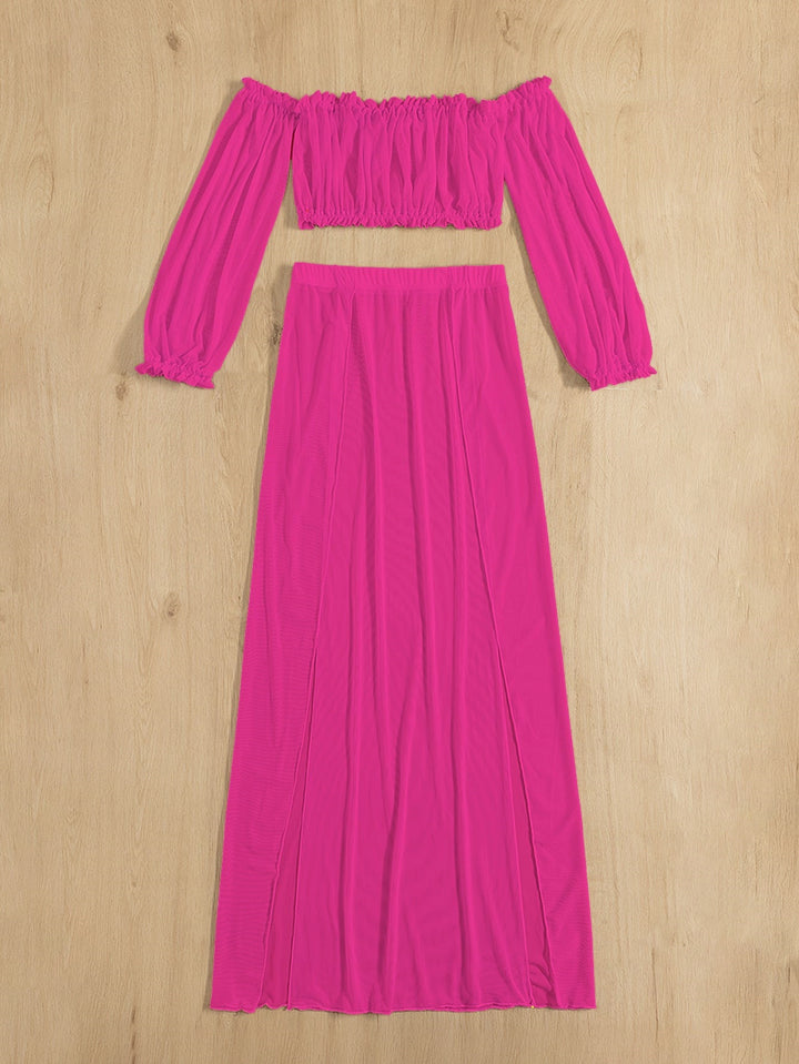 Ladies Elegant Beach Dress with Off-Shoulder Design and Chic Deep Side Slits