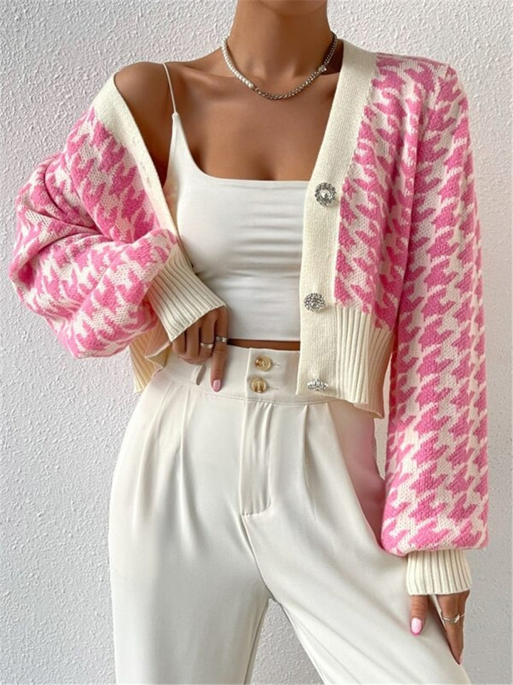 Knit jacket for women with a modern houndstooth pattern Lune London