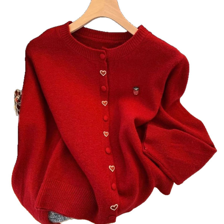 Gilet confortable pour femmes avec appliqués cœur et fraise Chic & Stil
