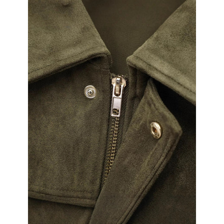 Trendy oversized jacket for women with hidden belt and chic shoulder details