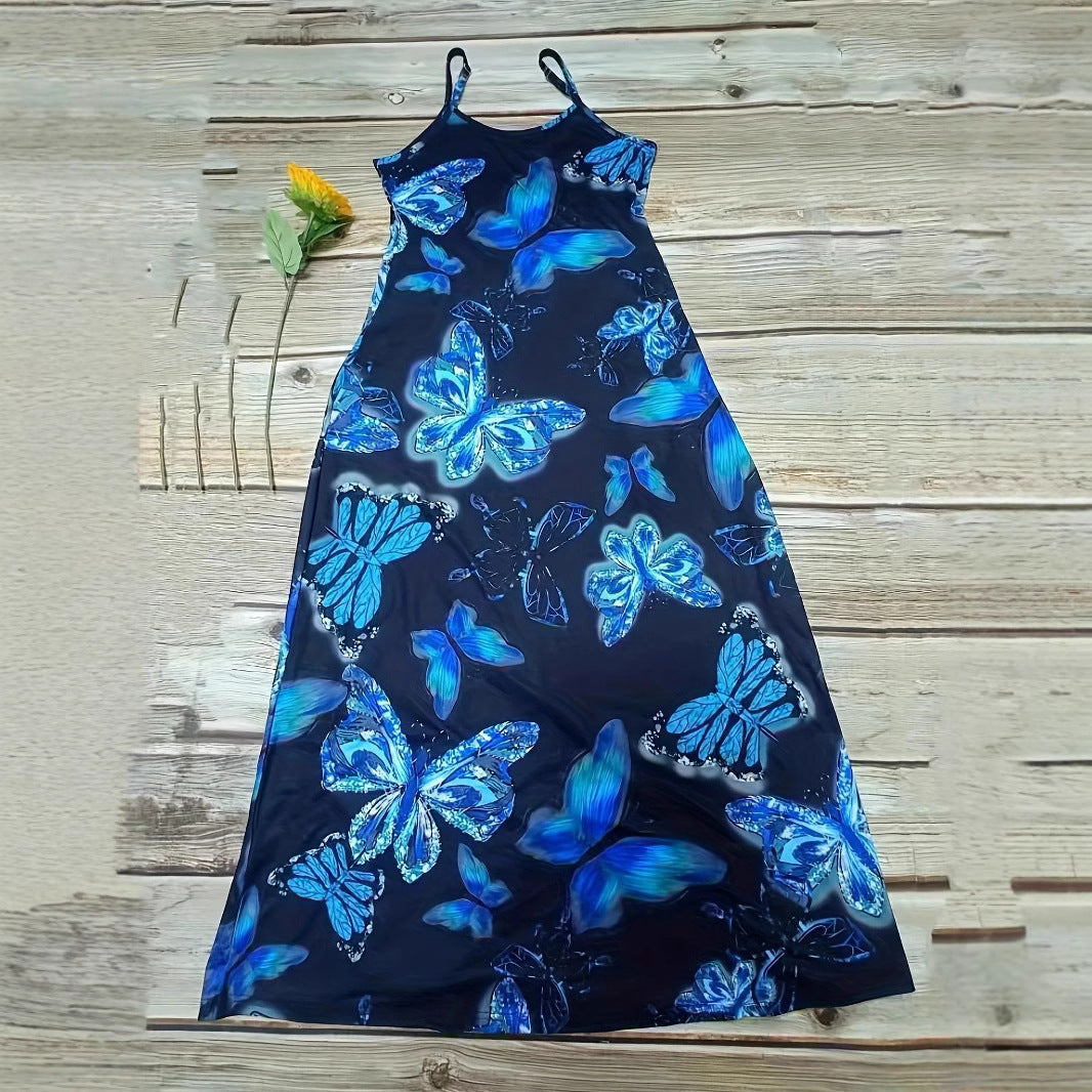 Maxi dress for women with sparkling butterfly design and practical pockets Lune London