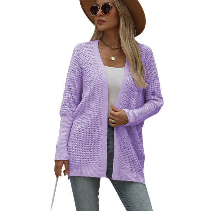 Ladies Large knit cardigan with modern honeycomb pattern and open cut Lune London