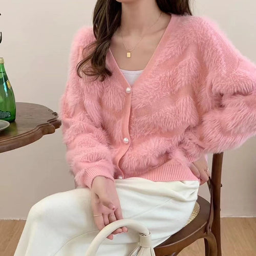 Femmes Cardigan Flou et Élégant avec Boutons en Perle Chic & Stil