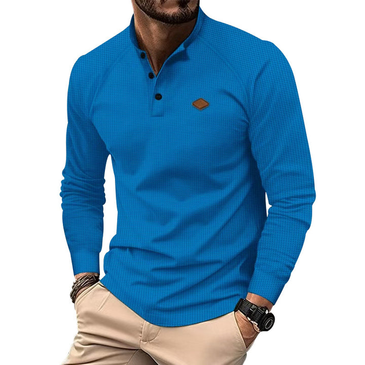 Men's long sleeve Henley shirt with textured surface and trendy button details Lune London