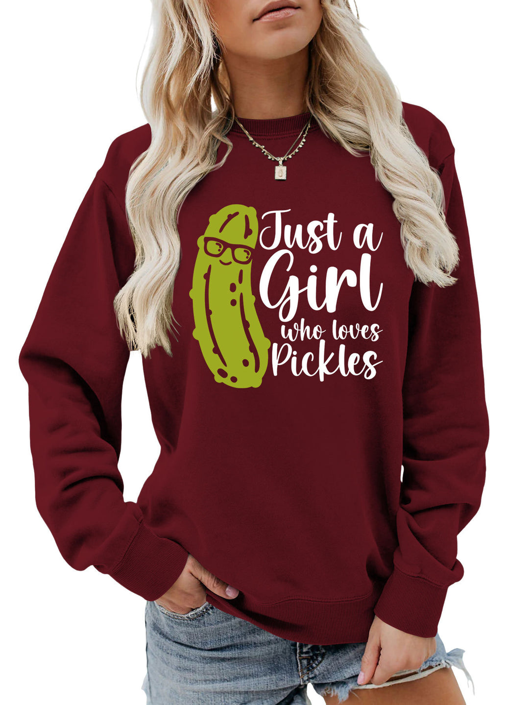 Sweat-shirt pour femmes avec motif de concombre humoristique et coupe décontractée Chic & Stil