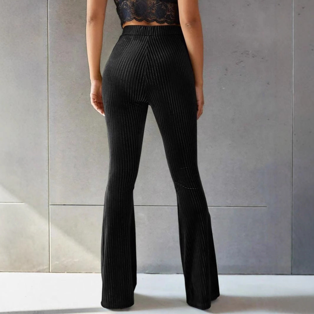 Women’s flared pants with stripes and tie belt Lune London