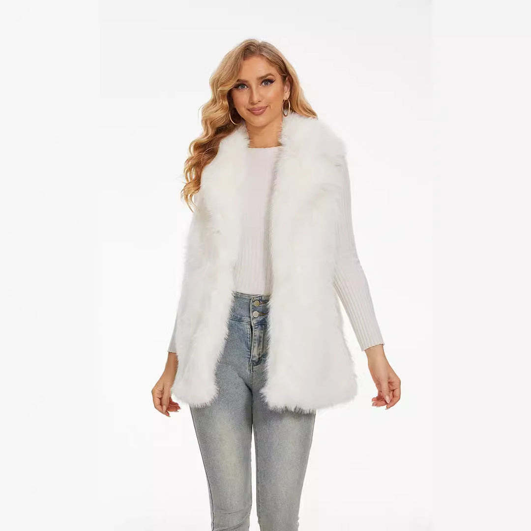 Ladies plush jacket with elegant collar and luxurious fur Heidi fashion