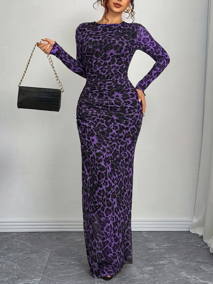 Maxi dress for women with leopard print and flattering cut Lune London