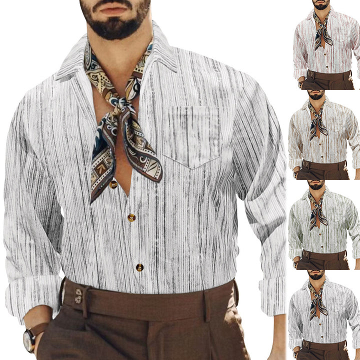 Men's long sleeve shirt with modern stripes and a chic and stylish appearance