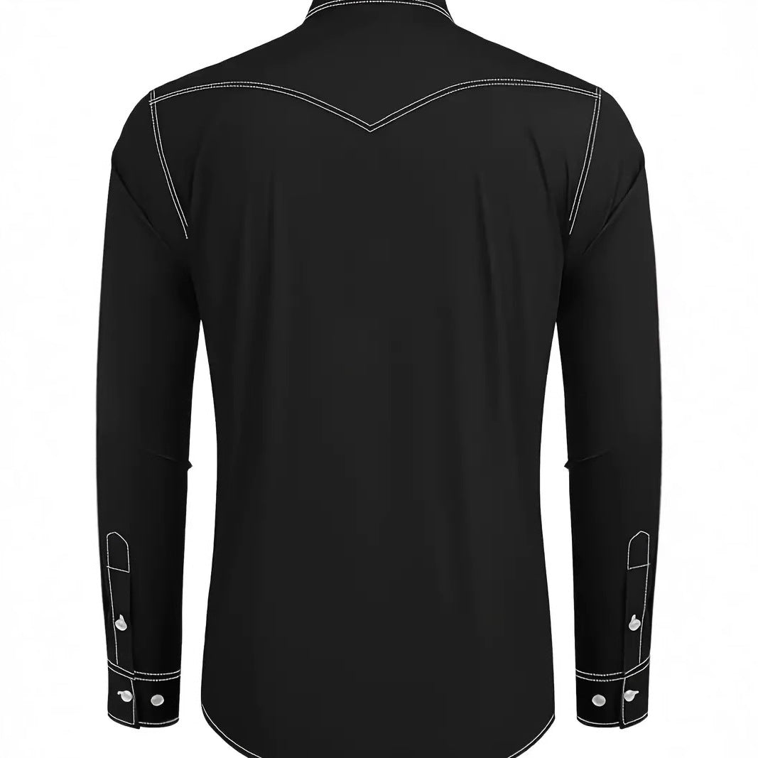 Men's western shirt with contrasting stitching and chest pockets Lune London