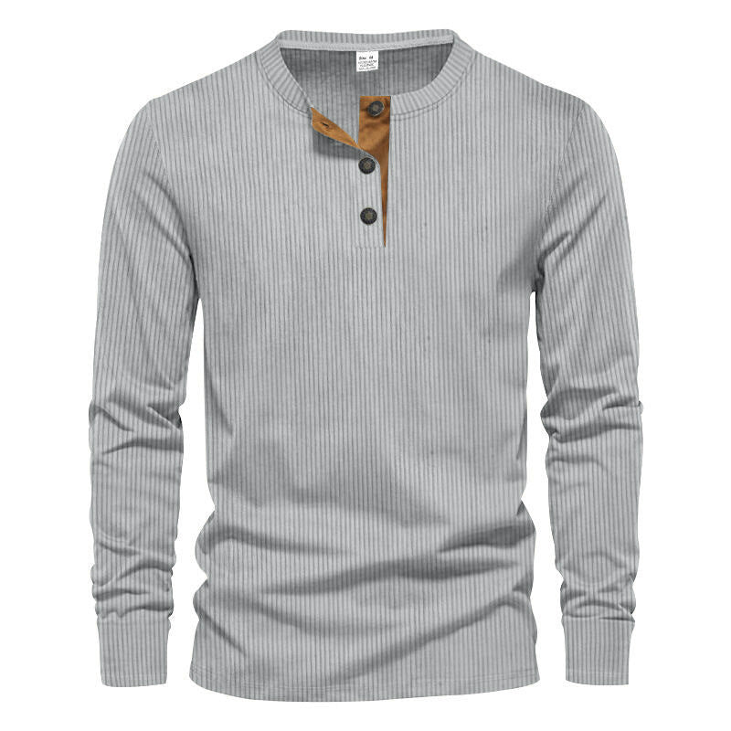 Men's Long Sleeve Henley Shirt with Textured Design Lune London