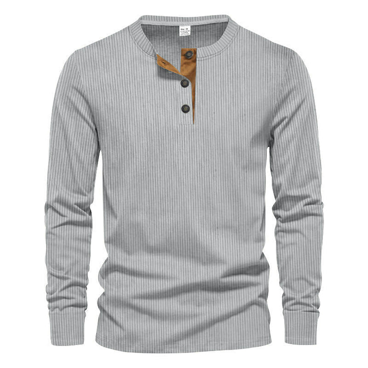 Men's Long Sleeve Henley Shirt with Textured Design Lune London