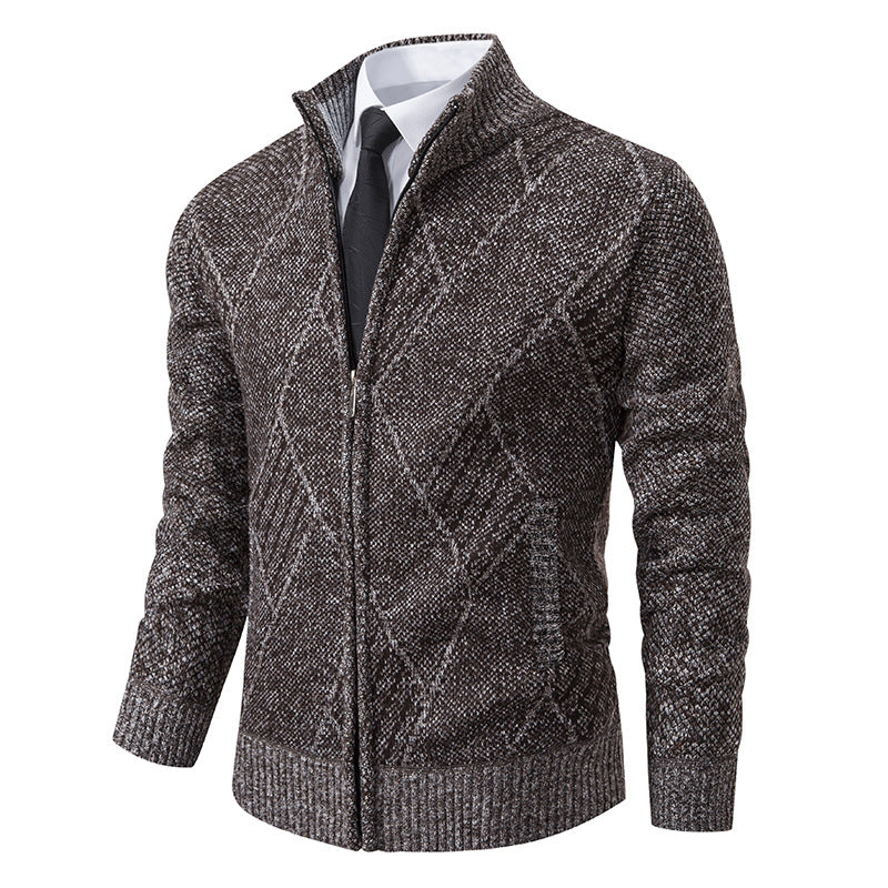 Men's Cardigan with Modern Pattern and Slim Fit Lune London