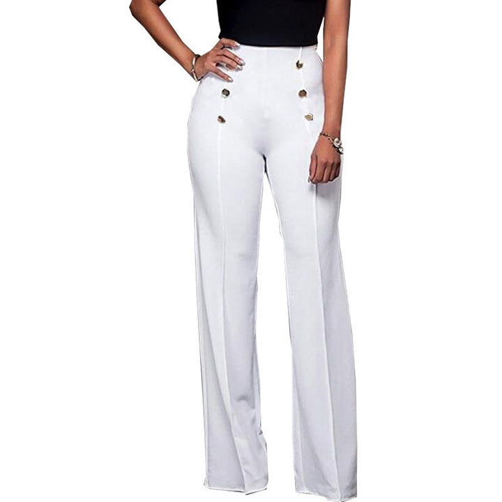 Lune London | Women Elegant High-Waist Pants with Decorative Buttons