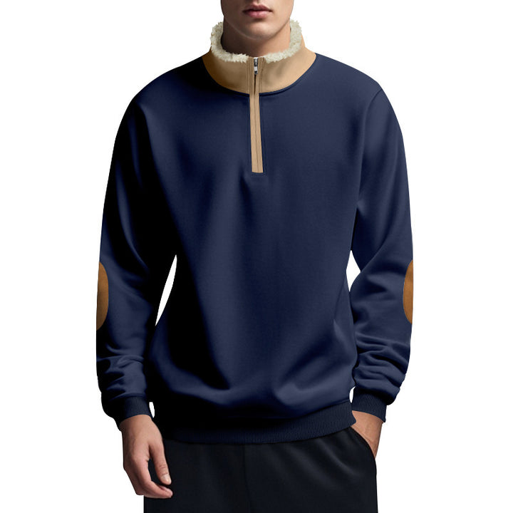 Fleece pullover for men with high collar and zipper Lune London