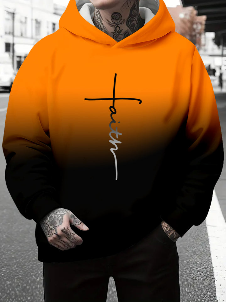 Men's hoodie with a subtle gradient of colors and an inspiring inscription Lune London