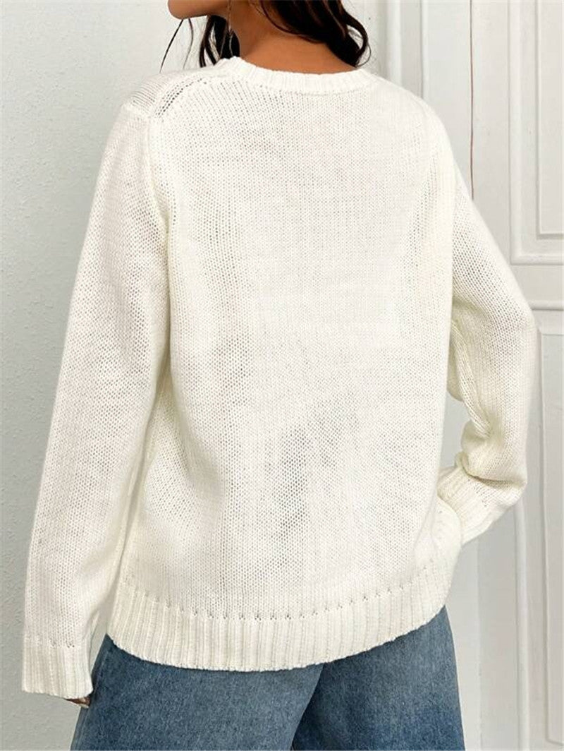 Casual cropped sweater for women with flag pattern and textured knit Lune London