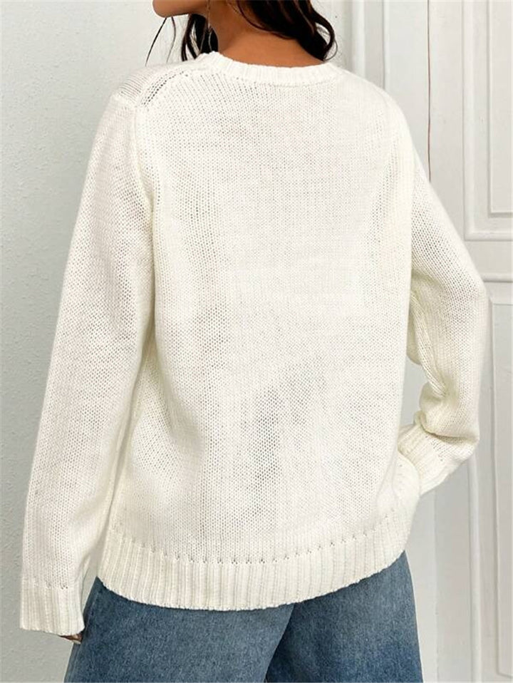 Casual cropped sweater for women with flag pattern and textured knit Lune London
