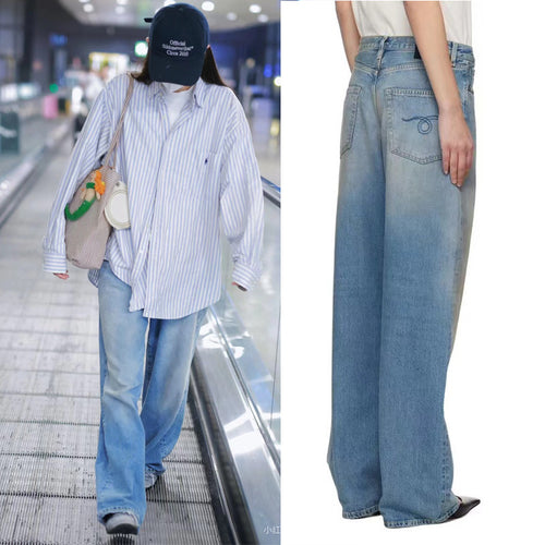 Women's denim jeans, loose fit, high waist and elegant wash Lune London
