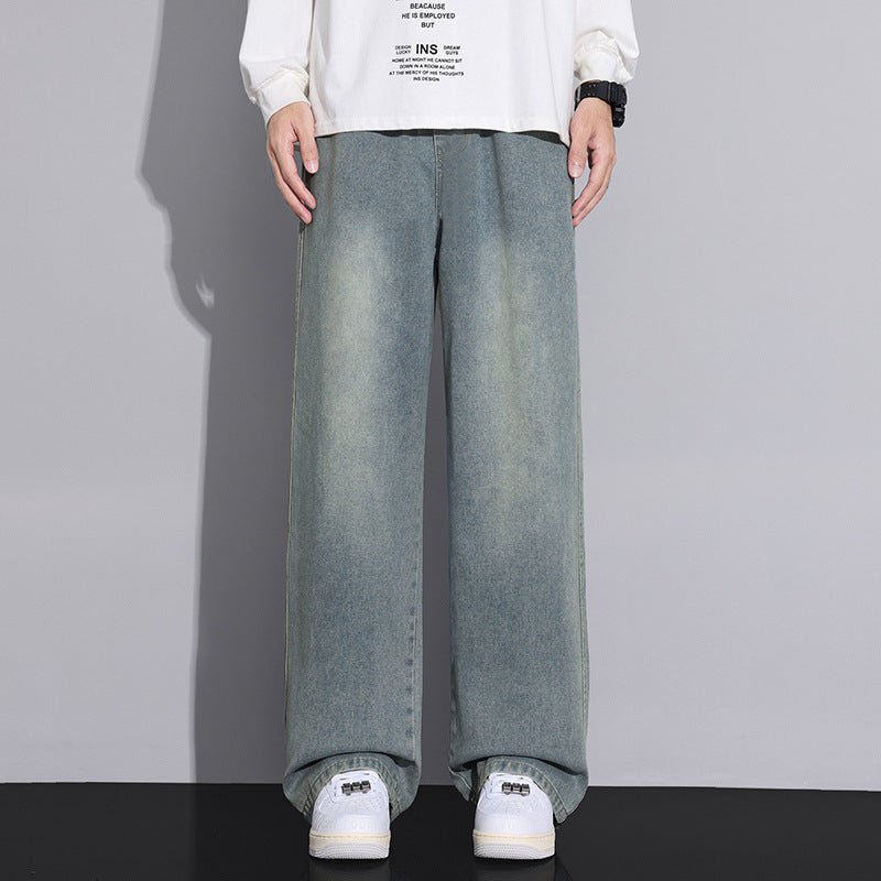 Men's wide denim jeans with a modern worn look Lune London
