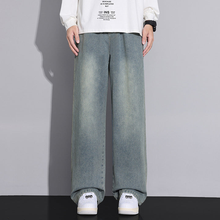 Men's wide denim jeans with a modern worn look Lune London
