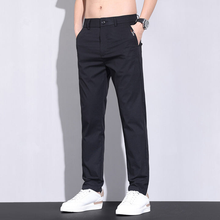 Pantalon chino tendance pour hommes avec taille élastique et poches latérales pratiques Lune London
