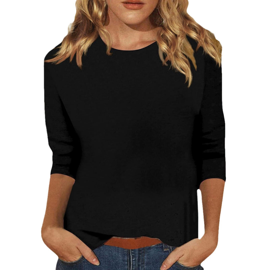 Women's Casual Top with 3/4 Sleeves and Round Neck Lune London