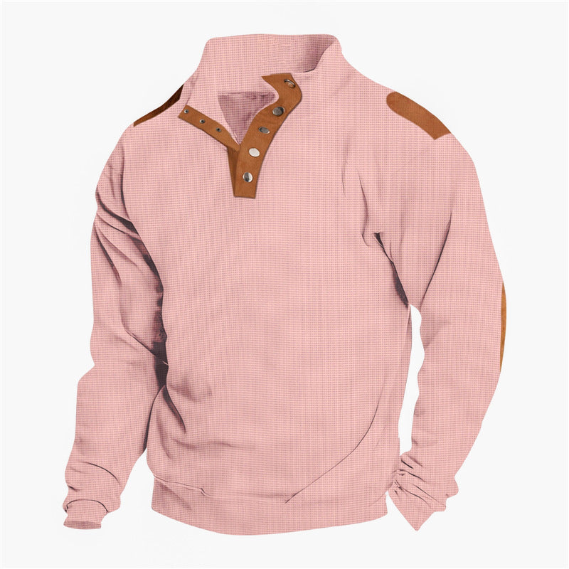 Casual men's sweater with a trendy button placket and reinforced shoulders Lune London
