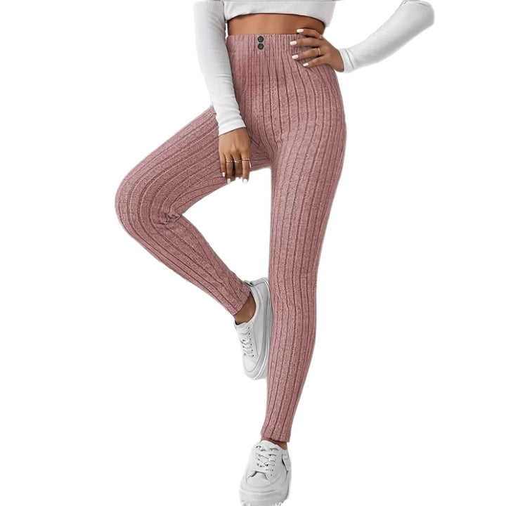 Leggings côtelés tricotés taille haute pour femmes Chic & Stil