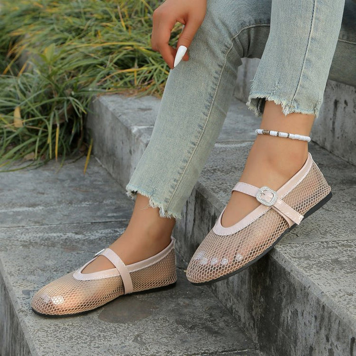 Elegant ballerinas for ladies with breathable mesh design and fashionable strap Lune London