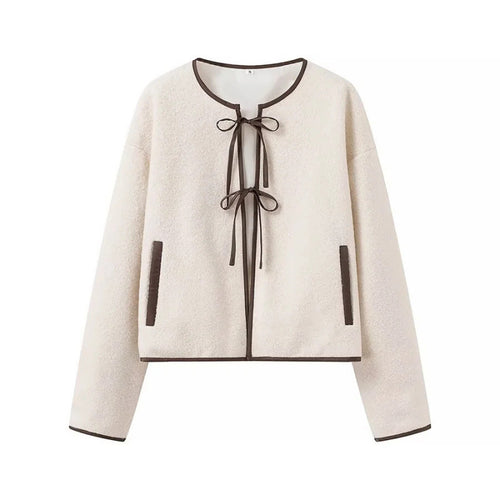 Veste de loisir pour femmes en tapis avec lien décoratif et poches élégantes Chic & Stil