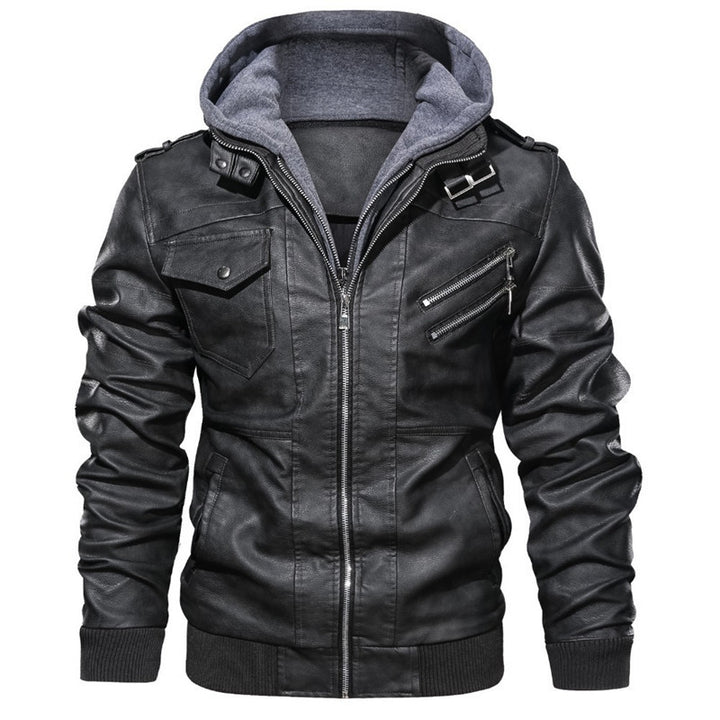 Casual leather jacket for men with hood Lune London