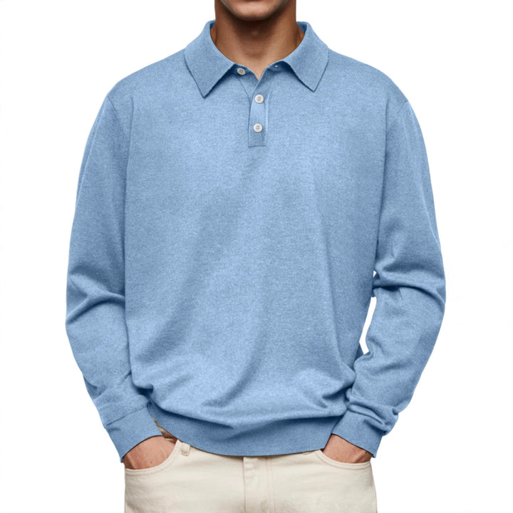 Men's long sleeve polo in soft cotton blend Lune London