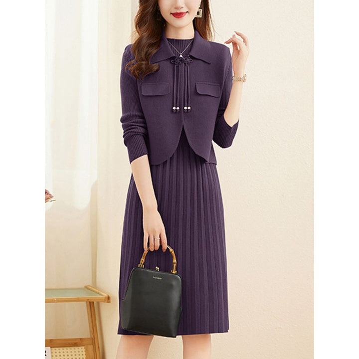 Ladies' knitted dress with combined blazer design and fine ribbed structure Lune London