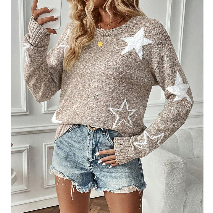 Knitted pullover for women with star patterns and loose fit Lune London