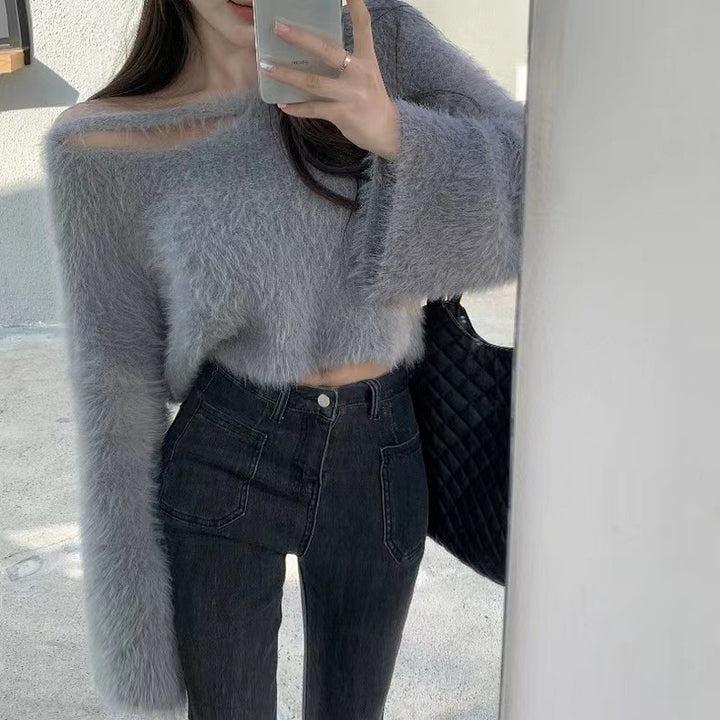 Pull court moelleux pour femmes avec motif tricot doux Chic & Stil