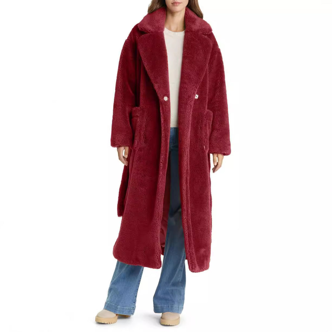 Ladies Long Cozy Robe with Belt and Pockets Lune London