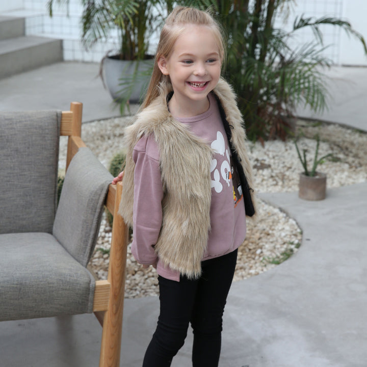 Ladies reversible luxurious faux fur vest Lune London