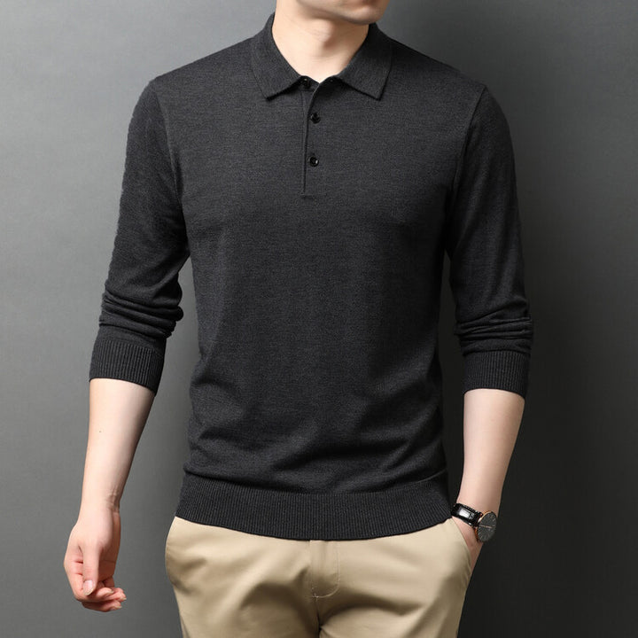 Lune London Elegant knit sweater for men with polo collar and button placket