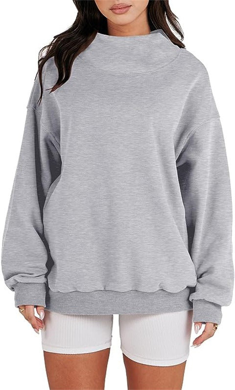 Oversized sweatshirt for women with a high collar and ribbed hem Lune London
