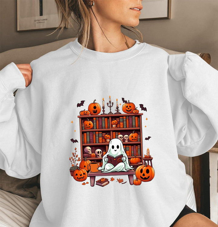 Sweat-shirt femme avec motif automnal effrayant et manches bouffantes décontractées Chic & Stil