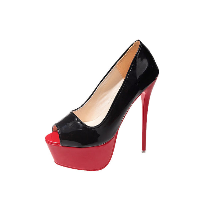 Ladies Peep Toe High Heels with Platform and High Stiletto Heel Lune London